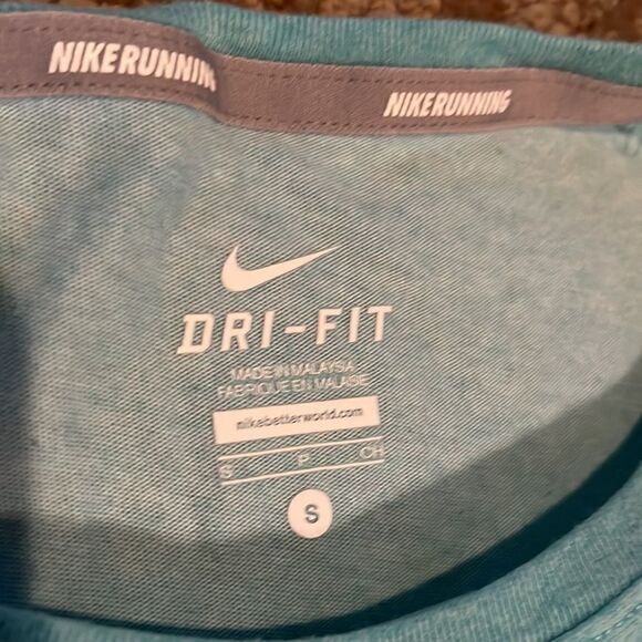 Nike Drifit Running Women’s Small Heathered Turquoise RUN Ladies Fit Tee Shirt - Picture 3 of 6
